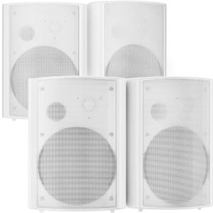 STUDIOFINIX 800W 6.5 Inch Bluetooth Outdoor Speakers Waterproof Wired with Multifunctional Amplifier Wall Mount Weatherproof Loudspeaker System for Patio Garden Poolside Home (4 Speakers,White)