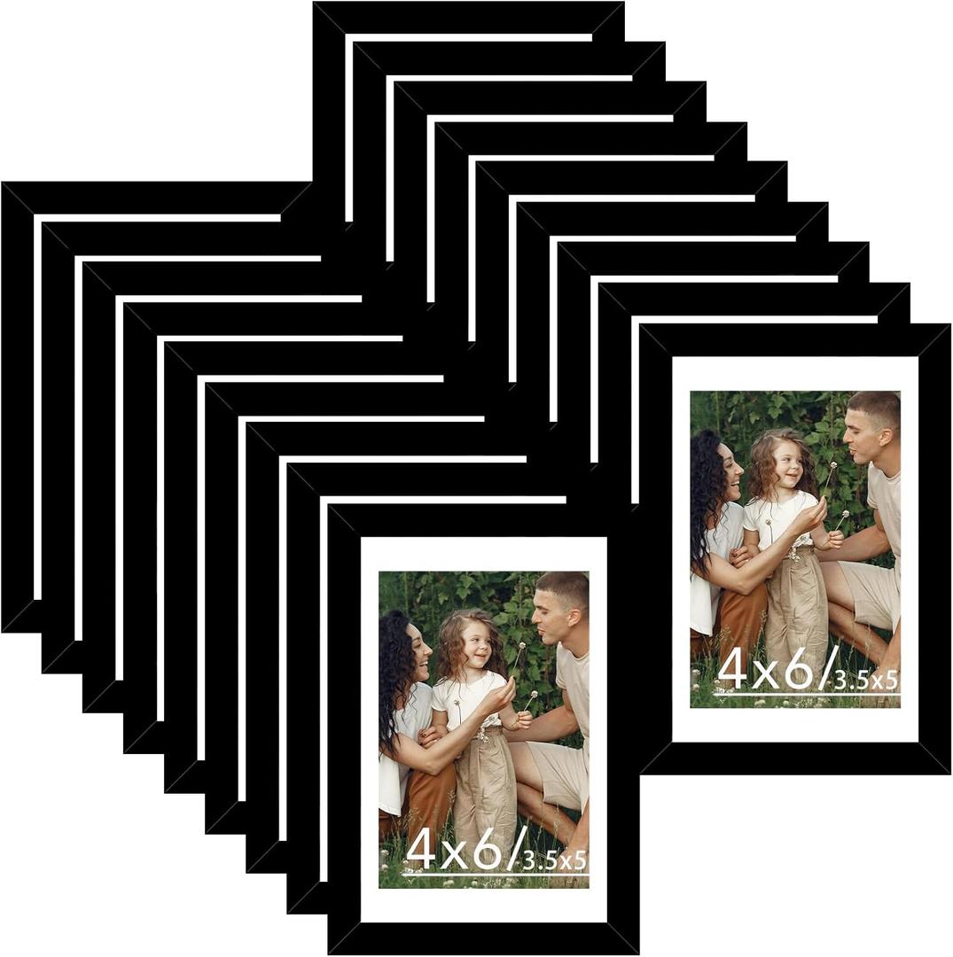 18 Packs 4x6 Picture Frames Black, 4x6 Frames Bulk, Gallery Wall Frame Set, 4 by 6 Frame Set of 18, Collage Wall Decor Photo Frames Set for Wall Hanging and Tabletop, Black