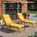 72 x 21 Inch Outdoor Chaise Lounge Cushions Set of 2 - Removable Cover, 4-Section Design, Water-Repellent & Fade-Resistant, 6 Tie Straps, Replacement for Patio & Pool Chairs - Yellow, 72''x21'' | 2 Pack