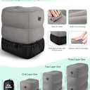 JefDiee Inflatable Foot Rest Pillow, Kids Airplane Bed, Adjustable 3 Layers Height Leg Rest Pillow, Airplane Travel Essentials Great for Office, Home, Trains, Cars (Grey)