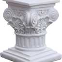 Creative Roman Pillar Greek Column Statue Resin Pedestal Stand Figurine Sculpture Table Outdoor Home Kitchen Decor Lightweight - S Square (White)