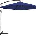 Yaheetech 10FT Patio Offset Umbrella - Cantilever Hanging Outdoor Umbrellas w/UV Protection & 8 Ribs & Handy Crank & Cross Base for Market/Garden/Lawn/Deck/Backyard/Pool - Blue
