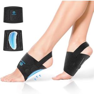 Healrecux Arch Support Braces for Plantar Fasciitis Relief, Adjustable Compression Bands with Gel Pad Orthotics Inserts for Feet Flat, High & Fallen Arches, Foot Support(Anti-Slip Strips)