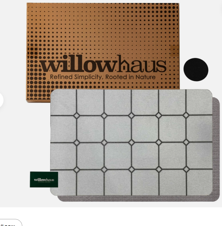 Willow Haus Diatomite Stone Bath Mats for Bathroom - Foot Pad Quick Drying Shower Stone Mat | Stone Drying Mat for Bathroom | 15"x24" Diatomaceous Bath Mat | Ultra-Absorbent Shower Mat (White)
