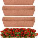 Halatool 4 Pack 24 Inch Window Box Liners, Pre-Formed Coco Fiber Replacement Liner, Natural Coconut Coir Planter Liners for Wall, Hanging Basket, Flower Pot, Fence and Railing