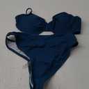 SweatyRocks Women's 2 Piece Bikini Set Spaghetti Strap High Cut Push Up Underwire Swimsuit (Medium, Blue)