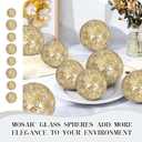 Qinyoung Gold 8 Pcs Decorative Ball for Bowls, 3'' 4'' Glass Mosaic Sphere Decorative Orbs for Centerpiece Bowls Vase Fillers, Wedding, Party, Coffee Table & Home Decor