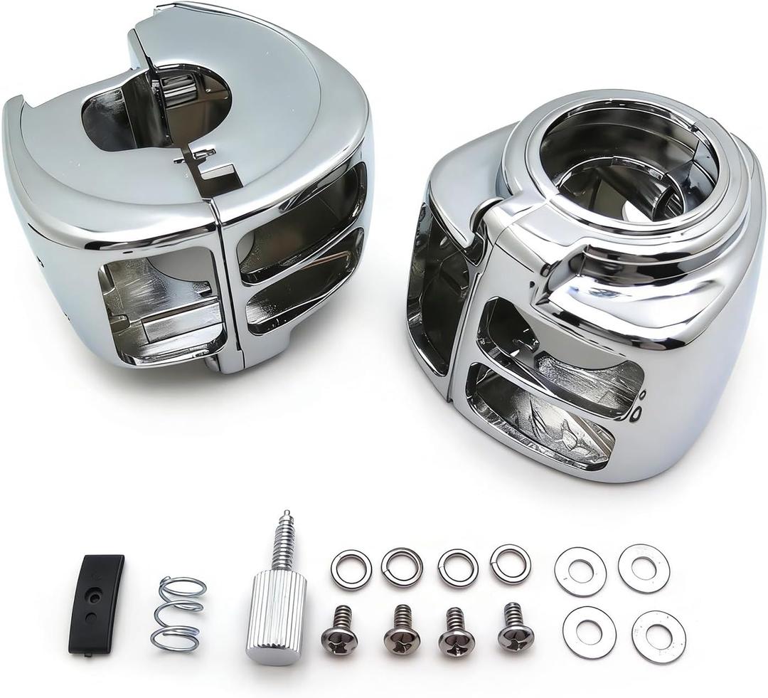 Silver Switch Housings Cover Compatible with Harley Davidson Dyna Sportsters Softail V-Rod Touring 2009-2013