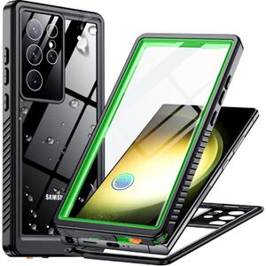 Temdan for Samsung Galaxy S23 Ultra Case,Waterproof Built-in Lens & Screen Protector[Full Body Shockproof][12 FT Military Drop Proof][Dustproof][IP68 Underwater] Case for S23 Ultra 5G 6.8-Green