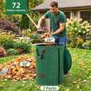 Reusable Leaf Bags 72 Gallon 3 Pack, Heavy Duty Lawn Bags with Lid & Dual Side Support Rods Reusable Yard Waste Bags with Handles Garden Leaf Collector Bag Yard Waste Bin