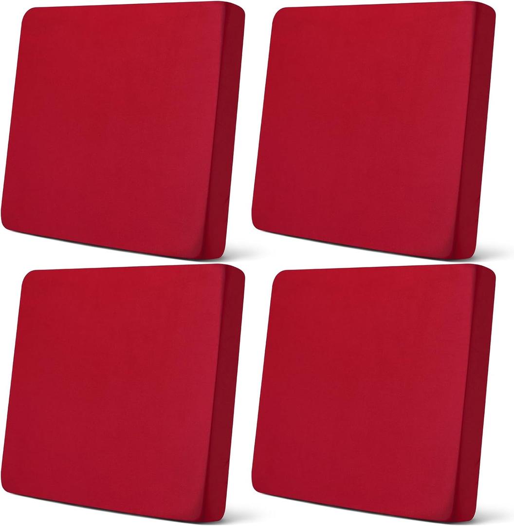 Newwiee Set of 4 Stretch Outdoor Patio Cushion Covers Sofa Couch Seat Chair Slipcovers Waterproof Cushion Cover Replacement Furniture Protector for Pets Washable(Seat Cover,Burgundy)