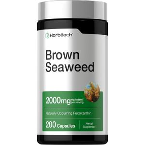 Horbach Brown Seaweed Extract Capsules | 200 Pills | Fucoxanthin Supplement | Non-GMO, Gluten Free, EXP: 05/2028