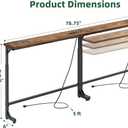 Simple Trending Sofa Table with outlets & USB-C Ports, 78.75 Inch Narrow Console Table, Adjustable Height, Behind Couch Table Set of 2, Long Entryway Tables for Living Room, Rustic Brown