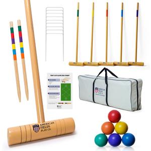 Professional Croquet Set for Adults  Deluxe Croquet Sets for Families with 35'' Wooden Mallets, Polymer Balls, Carrying Bag  Classic Outdoor Game for Kids and Lawn Play