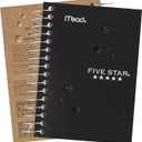 Five Star Spiral Notebook, 6 Pack, College Ruled Paper, Fat Lil' Pocket Notebooks, 3-1/2" x 5-1/2", 200 Sheets, Assorted Colors (38027)