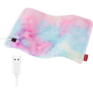 USB Heating Pad, 5V Heated Travel Pads, 3 Heat Settings & Auto Shut Off, Hot Therapy for Pain Relief Abdomen Cramps (16"x 12") (Non-Chargeable) Colorful