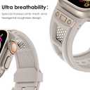 NewWays for Apple Watch Ultra 2 Band 49mm Series 10 46mm 45mm 44mm for Men, Hexagonal Titanium Mesh Wide Sport Liquid Silicone Rubber Band for Apple Watch Band iWatch Ultra Luxury Design