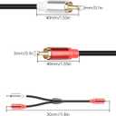 GELRHONR 2Pack RCA Splitter, 1 Male to 2 Male RCA Y Splitter Y Adapter Cable for Subwoofers, Home theaters, Speakers, HDTVs and More 30cm (1Male to 2 Male Black)