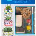 Anker Play Products Paint Your Own Hanging Planter Design Kit - Kid's Custom Paint Design Planter Set - Includes 3 Ceramic Planters, 6 Ceramic Paints, Brush & 13 Ft of Rope