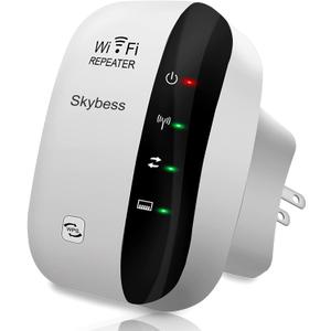 WiFi Extender Wireless Signal Range Booster, 300Mbps 2.4GHz Wi-Fi Repeater with Ethernet Port, 802.11b/g/n Wireless Internet Blast for Home, AP Mode/Wide Compatibility/Easy Setup, WPS Supported