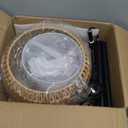 Arc Floor Lamps for Living Room Rattan Boho Floor Lamp with Remote Control,Dimmable LED Floor Lamp Wicker Lamp Shades Black Standing Lamp with 3 Color Temperature Tall Floor Lamps For Bedroom Corner (12Inch, Yellow)