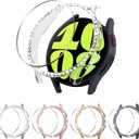 5+5 Pack Bling Case for Watch  Screen Protector, Hard PC Bumper Cover with Tempered Glass, All-around Shiny Rhinestone Case for Watch, 1.9x1.9 Inch