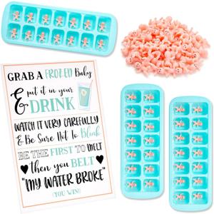 Juvale My Water Broke Baby Shower Game Kit  60 Mini Plastic Babies for Hilarious Games & Prizes - Includes 3 Ice Cube Trays & Sign