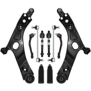 Suspension Kit, Replacement For Control Arms with Ball Joint Sway Bar Link Tie Rods Boots Compatible With 2010-2013 Hyundai Tucson 2011-2013 Kia Sportage