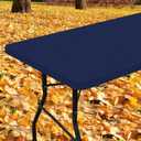 Smiry Rectangle Picnic Table Cloth, Waterproof Elastic Fitted Tablecloths for 5 Foot Tables, Washable Polyester Table Cover for Camping, Indoor and Outdoor (Navy, 30"x60")