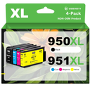 950XL 951XL Ink Cartridges Combo Pack Replacement for HP 950 951, Compatible with OfficeJet Pro 8600 8610 8620 8630 8640 8660 8100 8615 8625 251DW 276DW Printers (B,C,M,Y,4 XL Pack)