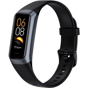 Fitness Tracker with 24/7 Blood Oxygen Heart Rate and Sleep Monitor,IP68 Waterproof,1.10''AMOLED Touch Color Screen,Step Counter Health Activity Trackers for Women Men (Black)