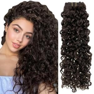 Hetto Curly Hair Extensions Clip in Hair Extensions Real Human Hair Darkest Brown #2 Natural Wavy Clips in Hair Extension Human Hair 16 Inch 7Pcs 120g