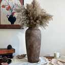 15 Inch Ceramic Rustic Farmhouse Vase, Handmade Pottery Flower Vases for Home Decor, Brown Ceramic Vase for Living Room, Table Centerpieces & Shelf Decor, Wedding Gifts
