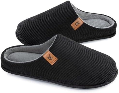 VeraCosy Men's Cozy Slip-on Slippers Corduroy Memory Foam Indoor House Shoes, 13-14
