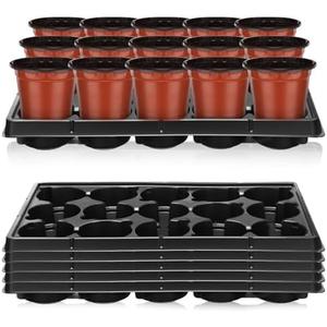Baderke 6 Sets 4 Inch Plant Nursery Pots, 15 Cell Plastic Pots for Flower Seedling, Flower Plant Container Seed Starting Germination Flowerpot Trays(Brick Red)