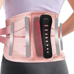 Back Brace for Lower Back Pain Women, Adjustable Lumbar Support Brace for Pain Relief - Breathable Waist Belt Lumbar Support Belt for Herniated Disc, Sciatica, Scoliosis - Pink, XL (XL)