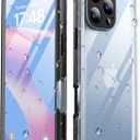 SPORTLINK for iPhone 16 Pro Max Case with Screen Protector,IP68 Underwater/6.6FT Military Dropproof/Dustproof/Heavy Duty Full Body Phone Case for Apple iPhone 16 Pro Max 6.9 inch Black/Frosted Clear