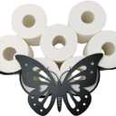 Cow Decorative Toilet Paper Holder Shelf, Cute Funny Tissue Iron Storage Stand Rack Iron Roll Paper Storage Bathroom Kitchen Accessories (Butterfly)