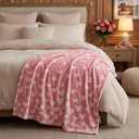 Horaldaily Valentine Flannel Blanket Throw, Pink Love Heart Painting Soft Fuzzy Plush Cozy Fleece Blankets for Couch Sofa Bed Lounging, Ideal Gifts for Kids Adults Wife Self, 50x60