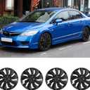 DREAMIZER Hubcaps Wheel Covers 15 inch Hubcaps Set of 4 Black Universal Wheel Rim Cover Replacement R15 Hub Cap Compatible with Toyota Honda Volkswagen Chevy Chevrolet Mazda Dodge Ford and Most Cars
