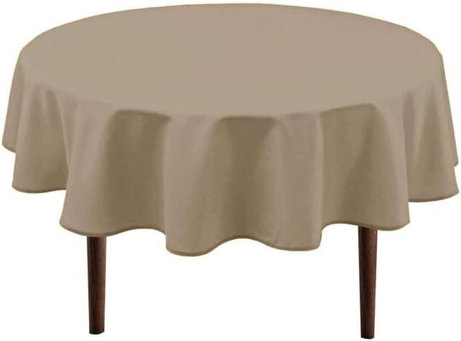 Hiasan Round Tablecloth 50 Inch - Waterproof Stain Resistant Spillproof Polyester Fabric Table Cloth for Dining Room Kitchen Party, Taupe