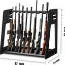 Gun Rack Stand Indoor, Upgraded Wooden Floor Rifle Rack Stand, Height-Adjustable Gun Display Rack Holds up to 9 Long Guns and 8 Handguns