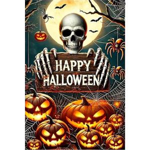 Halloween Skull Pumpkin Diamond Art Kits for Adult, Horror Bat Spider Web Diamond Painting Kits for Beginner, DIY Full Drill Rhinestone Diamond Dots Gem Painting Art Craft Home Decor 12 x16 Inch