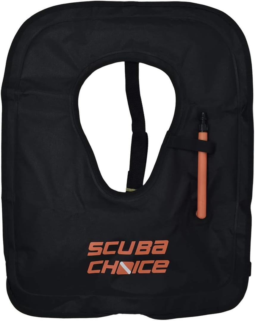 Scuba Choice Adult Snorkel Vest with Name Box, Inflatable Snorkeling Vest for Adults, Easy Oral Inflator & Removable Strap (XL (over 200lbs), Black)
