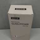 Snuvid 2 Liter/68 oz Square Glass Pitcher with Lid, Classic Stripes Water Pitchers with Handle for Fridge, Large Jug for Iced Tea, Coffee, Borosilicate Glass Carafe for Hot/Cold Brew Drink, Gold