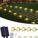 Solar Ground Lights Outdoor, 30 LED 40Ft Pathway Lights with Remote,Solar Garden Light Landscape Lighting for Patio Pathway Lawn Yard Deck Driveway Walkway Driveway Light (Warm White)