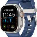 FKM Watch Band F10 - Premium Rubber Strap for Apple Watch - Trail & Sport Band - Lightweight, Rugged, Sweat & Water Resistant Wristband (Cobalt - Silver Hardware)