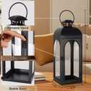 Lantern Decorative Indoor & Outdoor, 16.5IN Large Hanging Candle Lanterns, Black Metal Decorative Candle Lanterns, Waterproof Hanging Lantern for Porch Patio Wedding Home