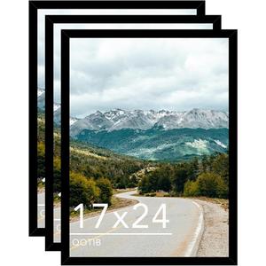 Wood 17x24 Picture Frame Black for Wall Hanging, 17 x 24 Frame Photo Frame for Wall Horizontally or Vertically, Black, 3 Pack