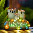 Nacome Solar Owl Statues for Garden Decor: Welcome Sign Outside Lawn for Patio/Balcony/Yard Art/Lawn Ornament House Warming Gifts for Mom/Women